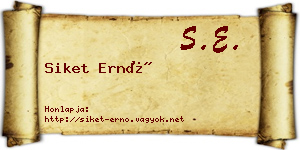 Siket Ernő névjegykártya